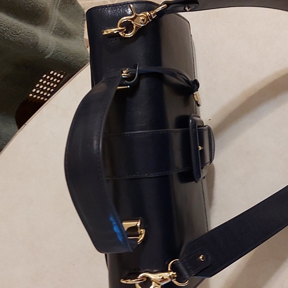 Brahmin Medium Francine Navy Blue Topsail Genuine Leather Handbag - Picture 5 of 12